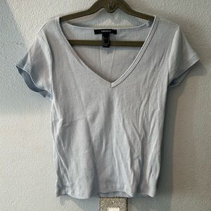 Baby blue forever 21 v-neck tee; S